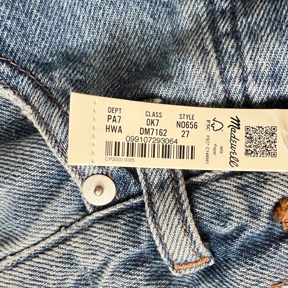 NWT Madewell Low-Slung Straight Jeans Size 27 N0656 Light Wash Patch Pockets - Picture 5 of 12